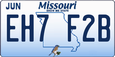 MO license plate EH7F2B