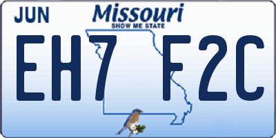 MO license plate EH7F2C