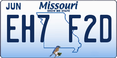 MO license plate EH7F2D