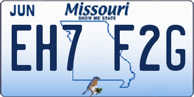 MO license plate EH7F2G