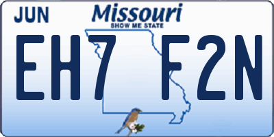 MO license plate EH7F2N