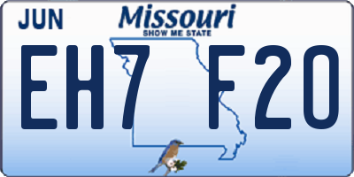 MO license plate EH7F2O