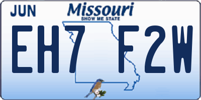 MO license plate EH7F2W
