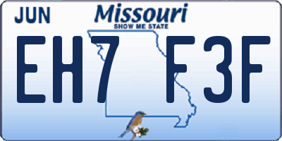 MO license plate EH7F3F