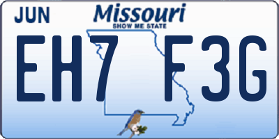 MO license plate EH7F3G