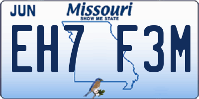 MO license plate EH7F3M