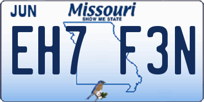 MO license plate EH7F3N