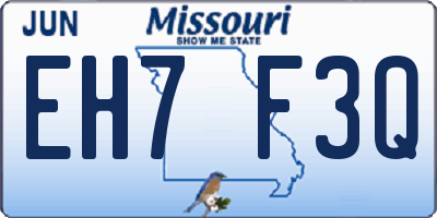 MO license plate EH7F3Q