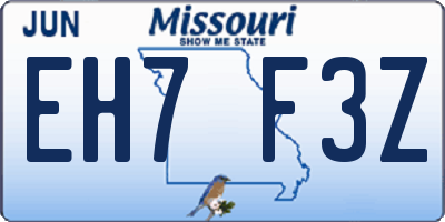 MO license plate EH7F3Z