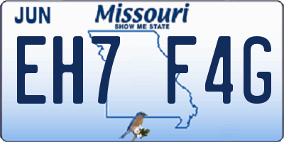 MO license plate EH7F4G