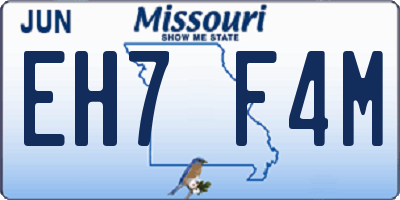MO license plate EH7F4M