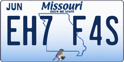 MO license plate EH7F4S