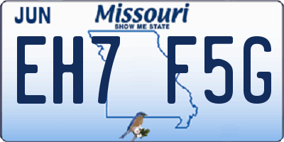 MO license plate EH7F5G