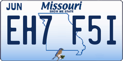 MO license plate EH7F5I