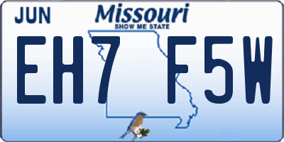 MO license plate EH7F5W