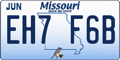 MO license plate EH7F6B