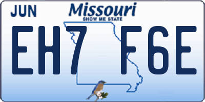 MO license plate EH7F6E