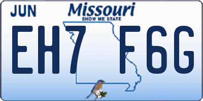 MO license plate EH7F6G