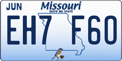 MO license plate EH7F6O