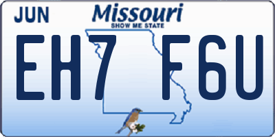 MO license plate EH7F6U