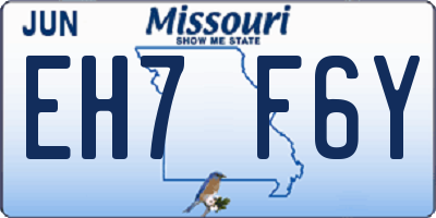 MO license plate EH7F6Y