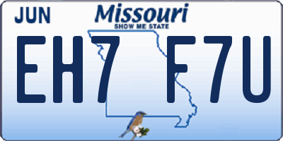 MO license plate EH7F7U