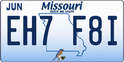 MO license plate EH7F8I