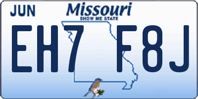 MO license plate EH7F8J
