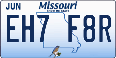 MO license plate EH7F8R