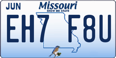 MO license plate EH7F8U