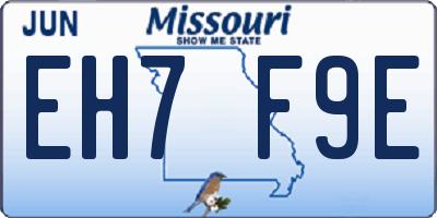 MO license plate EH7F9E