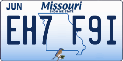 MO license plate EH7F9I