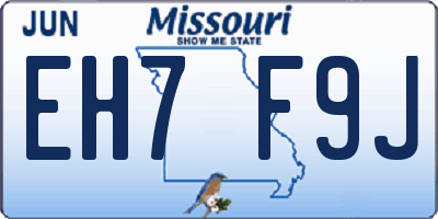 MO license plate EH7F9J