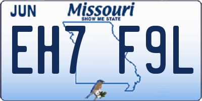 MO license plate EH7F9L