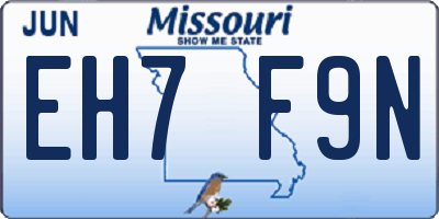 MO license plate EH7F9N