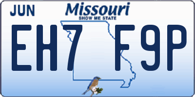 MO license plate EH7F9P