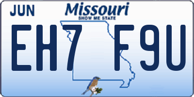 MO license plate EH7F9U