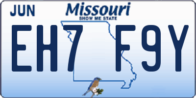 MO license plate EH7F9Y