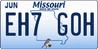 MO license plate EH7G0H