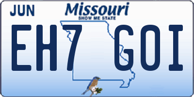 MO license plate EH7G0I
