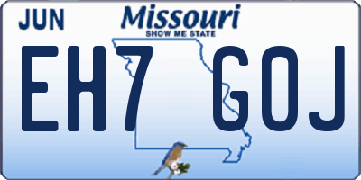 MO license plate EH7G0J