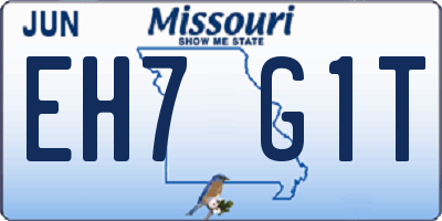 MO license plate EH7G1T