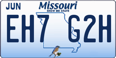 MO license plate EH7G2H