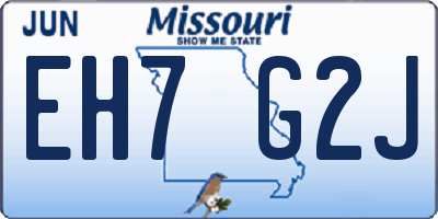 MO license plate EH7G2J