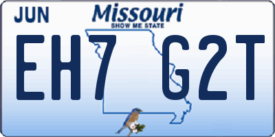 MO license plate EH7G2T