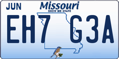 MO license plate EH7G3A