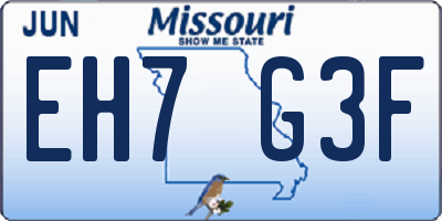 MO license plate EH7G3F