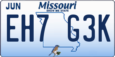 MO license plate EH7G3K