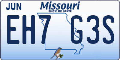MO license plate EH7G3S