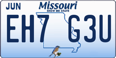 MO license plate EH7G3U